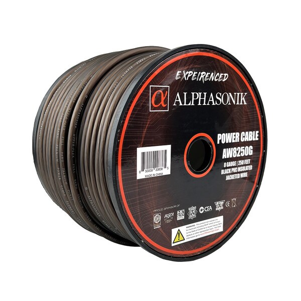 Main product image for Alphasonik AW8250G 8 Gauge Ground Wire Roll 250 ft Black268-720